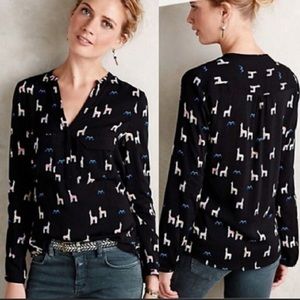Anthropologie llama blouse